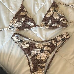 Floral Brown Bikini Set